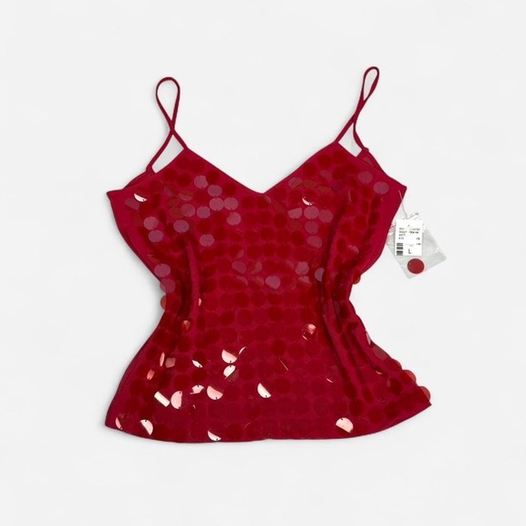 American Vintage Tops - Deadstock Vintage y2k NWT red sparkly sequin fairy tank top